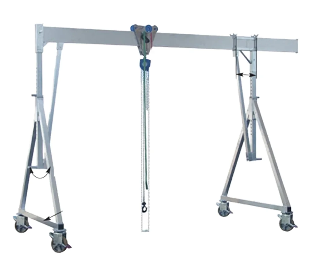 Small Portable Mini Gantry Crane 500kg 2t 5 Ton Frame Mobile Aluminium Loading Core Motor Bearing Gearbox Gear Remote Control 4m