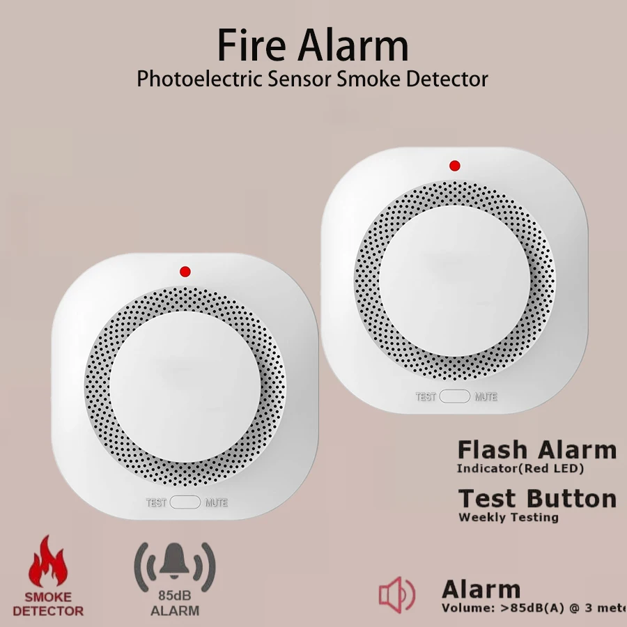 Wireless Fire Protection Smoke alarm Detector Alarm Sensors  for Home Office Connect Alarm System Security Firefighters