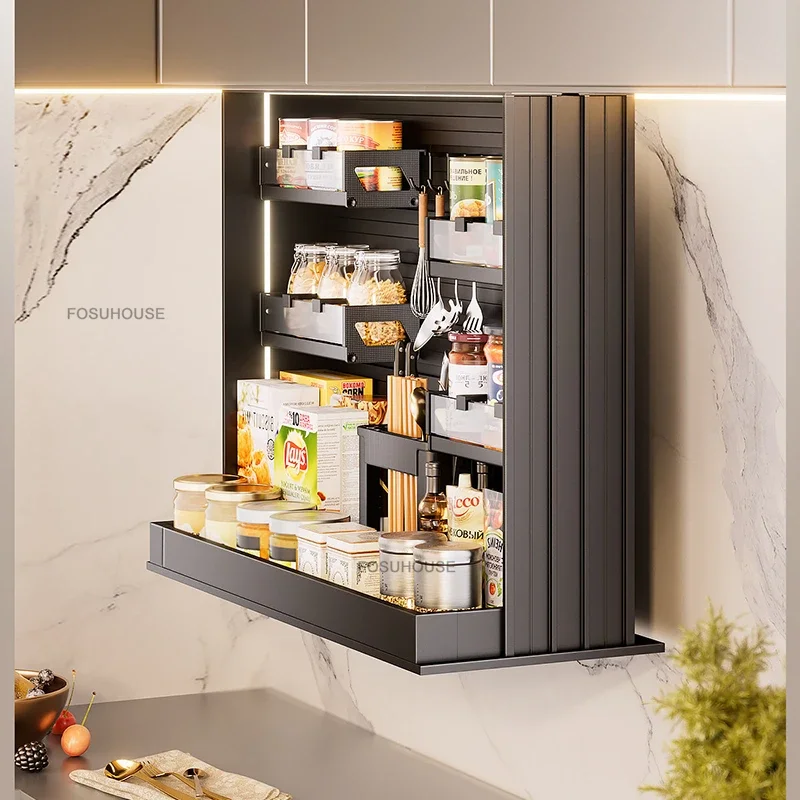 Pull-down Spice Rack for Kitchen Cabinets Vertical Lift Pull-out Basket Hanging Cabinets Smart Touch Control Storage Cabinet F