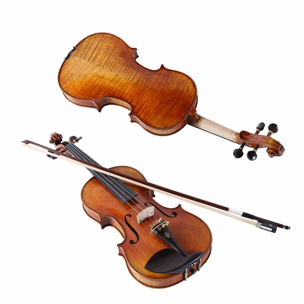 20 عامًا من خطوط النمر الطبيعية جميع مجموعة الكمان المصنوعة يدويًا 4/4 كمان ستراديفاري أداء احترافي