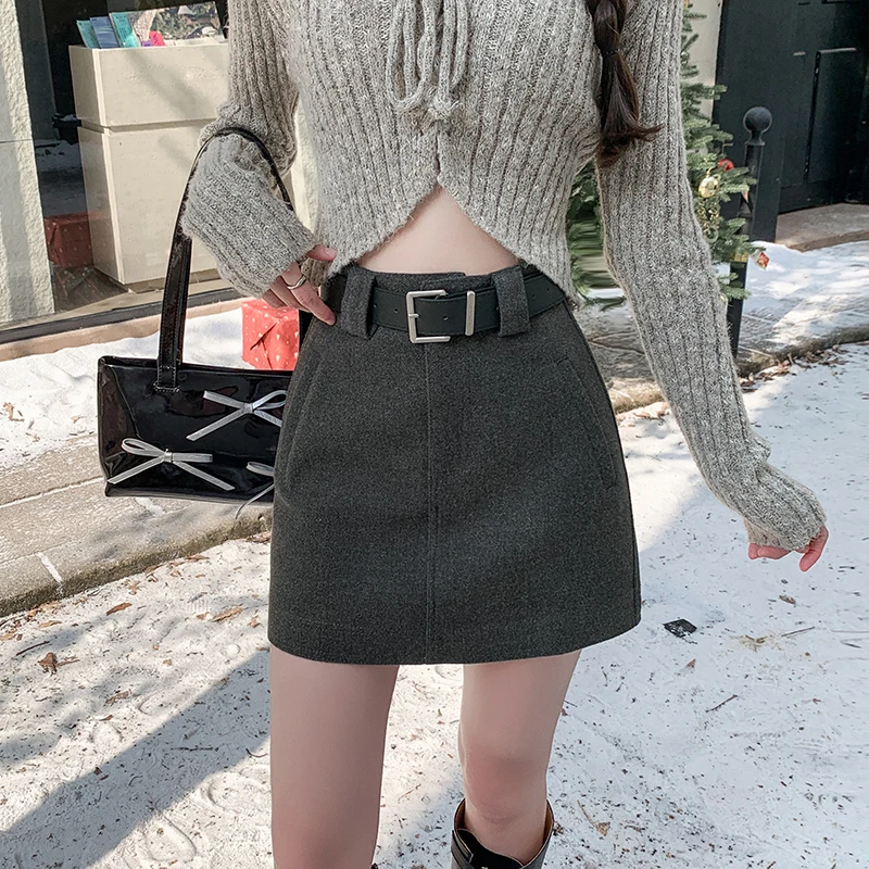 2024 Woman Clothing Shorts Women High Waist Solid A Line Sexy Korean Streetwear Woolen Cloth Leg Pants Suit Short Bootcut