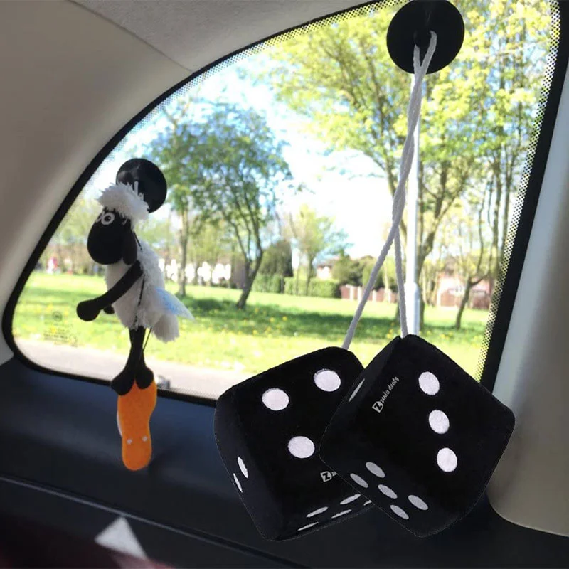 Auto Car Hanging Fuzzy Dice Dots Pendant Decor Velvet Dice Model Decoration Rearview Mirrors Styling Car Accessories Interior