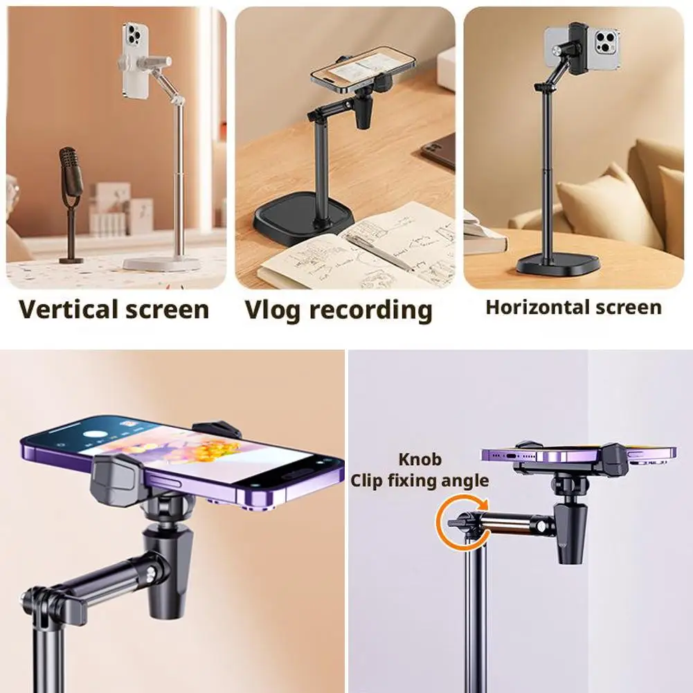 

Держатель для телефона со свободным подъемом, утяжеленное основание, нескользящий силиконовый универсальный настольный коврик с множественной регулировкой, 360° ° Подставка для телефона вращается L7G9