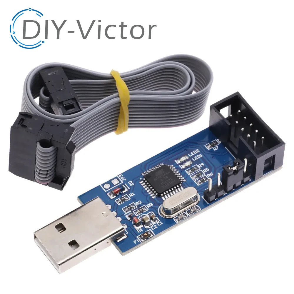 1 Set 10Pin إلى 6 Pin لوح مهايئ + USBASP USBISP AVR مبرمج USB ATMEGA8 ATMEGA128 عتيني/CAN/PWM 10Pin سلك وحدة