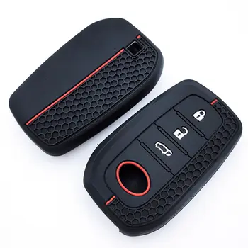 Silikonový pouzdro na klíče od auta s řetízkem pro Toyota Corolla Hatchback Cross Yaris Cross Prius Hilux Land Cruiser LC200 LC250 LC300 10 nejlepší prodej Kryt klíče od Toyoty Prius - №3