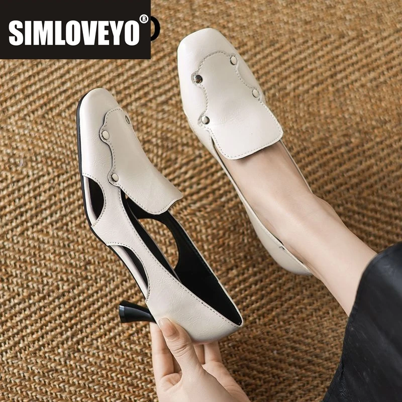 

SIMLOVEYO 2025 Новый дизайн, женские сандалии с квадратным носком, необычные каблуки, слипоны, большой размер 41, 42, 43, модная повседневная мягкая офисная женская обувь