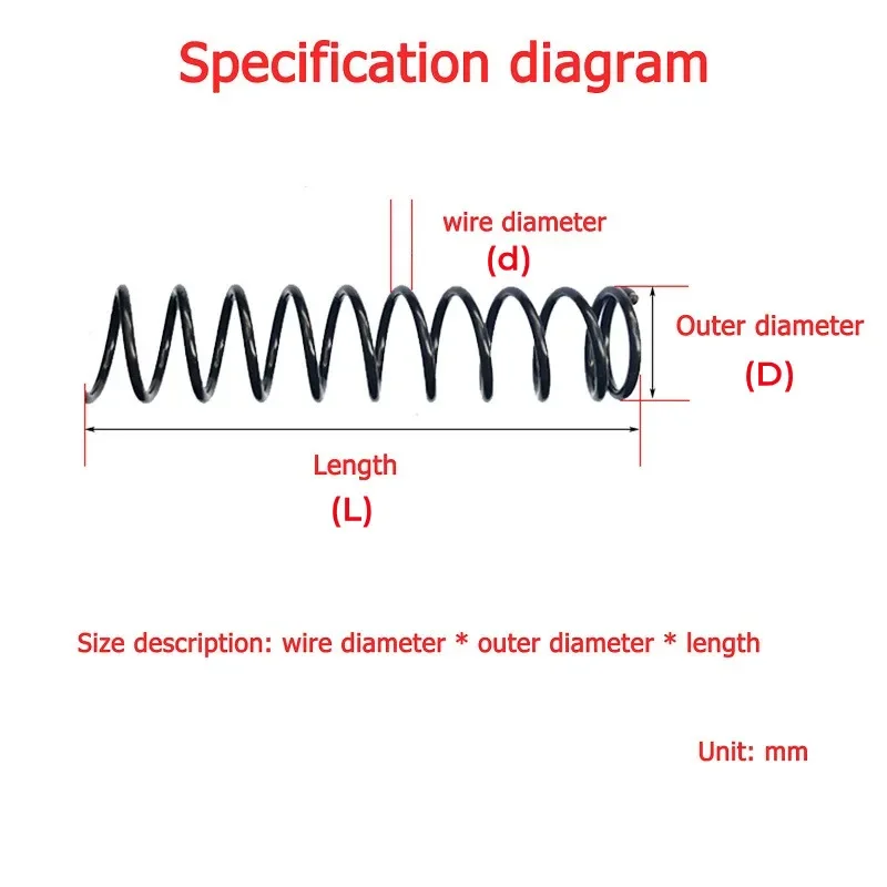 1pcs Long Compression Springs  Wire Diameter 1.2/1.4/1.5/1.6/1.8/2mm OD 10-25mm Length 300mm Y-shaped Pressure Springs