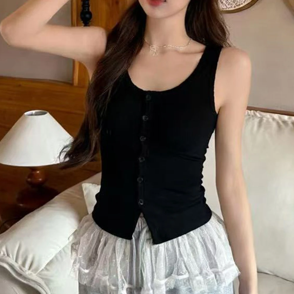 Lace Detail Square Neck Sleeveless Vest for Women Polyester Camisole Outerwear One Size 40-60kg Regular Length
