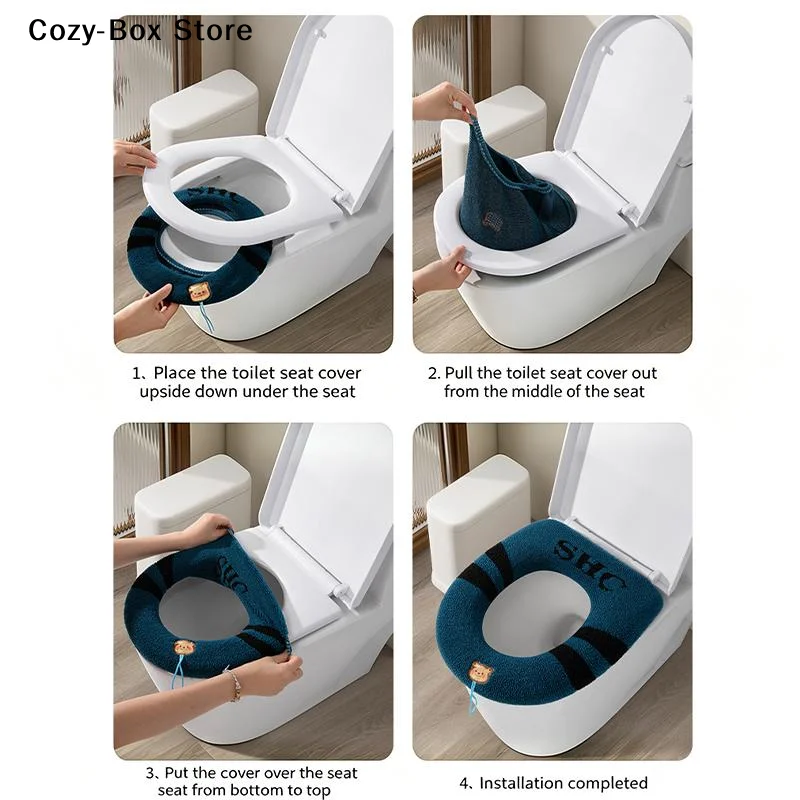 [ZY]1Pcs Soft Warmer Washable Bathroom Toilet Seat Cover Mat Cover Pad Cushion Seat[ZY] view 2