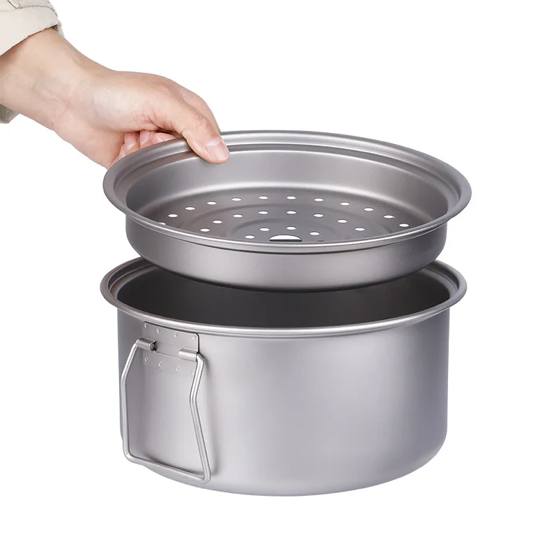 Pure Titanium 2.8L Soup Pot Home Outdoor Camping Hot Pot Large Capacity Picnic Pot Steamer Titanium Hiking Cooking Equipment