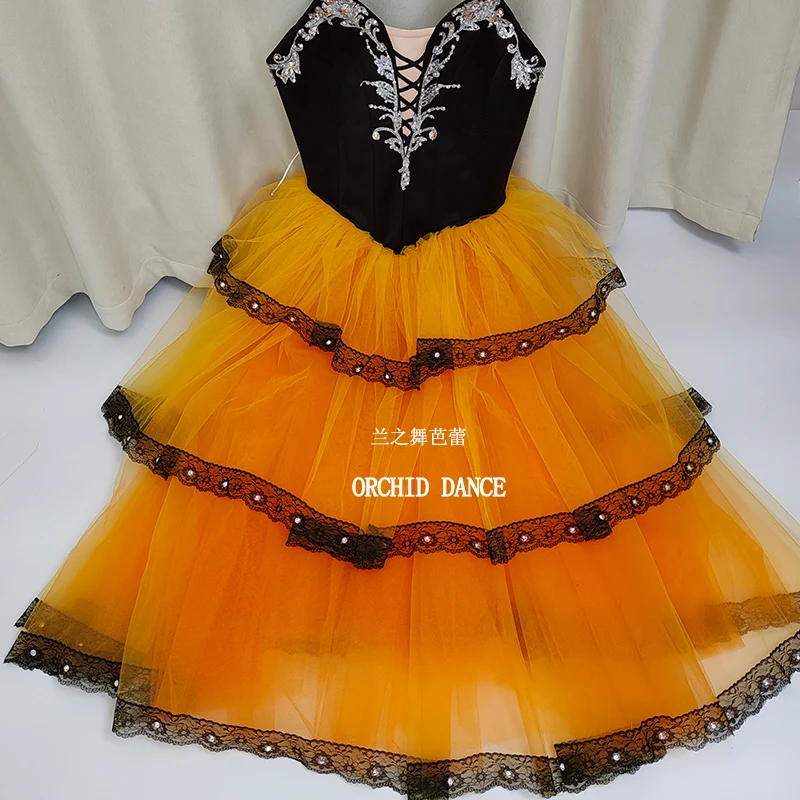 BT250657 Formato personalizzato di alta qualità Bambini Ragazze Balletto Danza Performance Wear Gilsay Crema Abito lungo tutu romantico