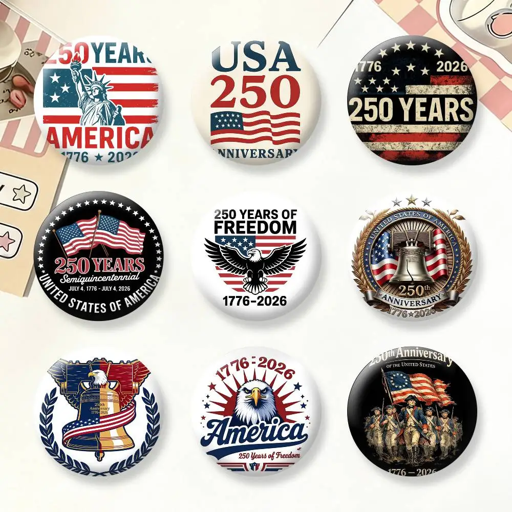 Freedom United 250 Years of USA Button Pins Backpack Clothing Decor Brooch Badge Jewelry Gifts for Kids