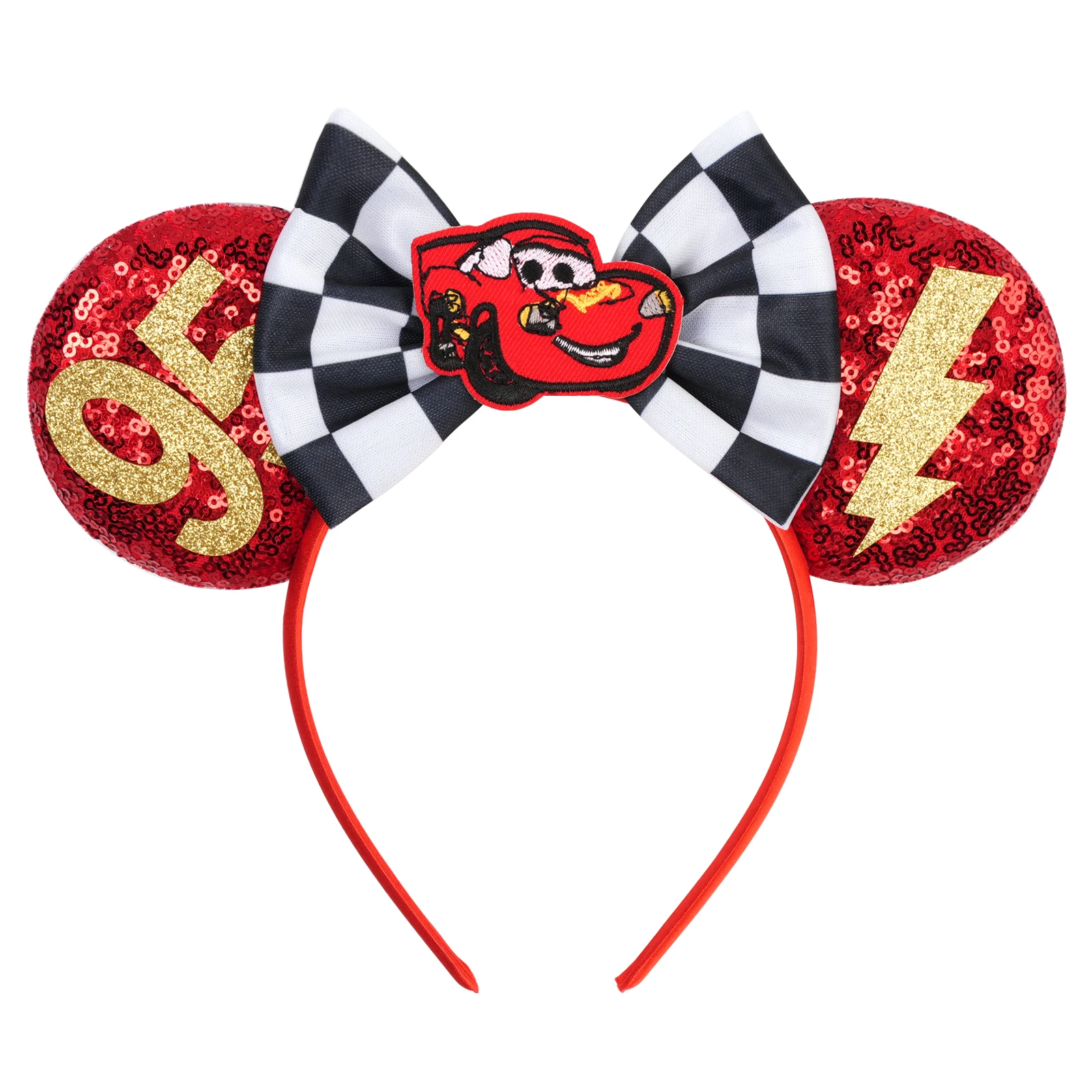 Disney Anime Auto Haaraccessoires Pixar 95 Lightning McQueen Mickey Mouse Oor Hoofdband voor Meisjes Kinderen Vrouwen Pailletten Boog Haarband