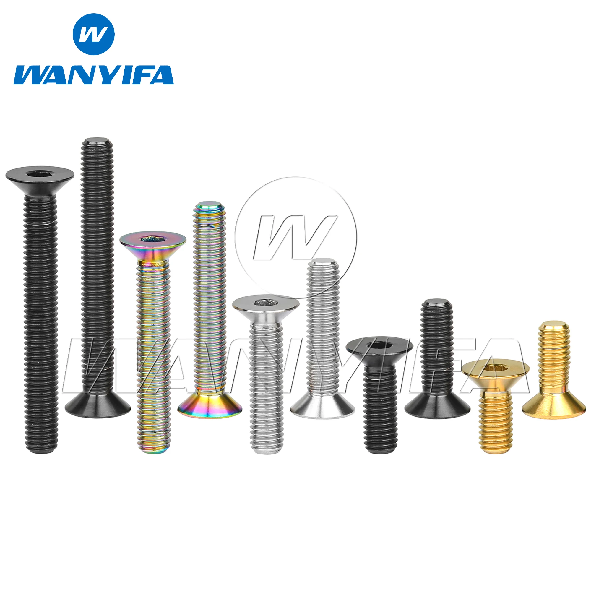 Wanyifa Titanium Bolt M6/M8x10 15 20 25 30 35 40 45 50 60 65mm DIN7991 Countersunk Hexagon Head Screw Ti Alloy Fasteners