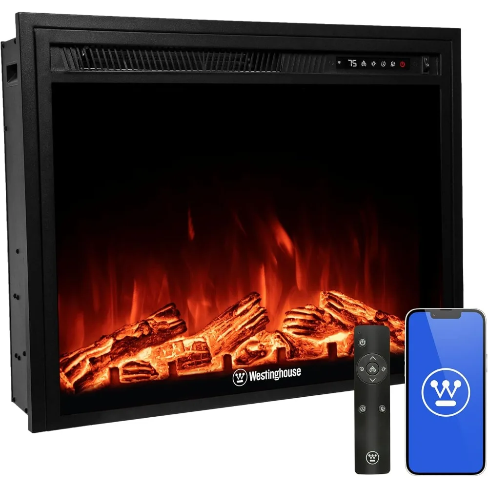 

28 Inch Electric Fireplace Heater, Recessed Fireplace Insert, 24 Hour Timer, Color Changing Flames, 750W/1500W Indoor Heater