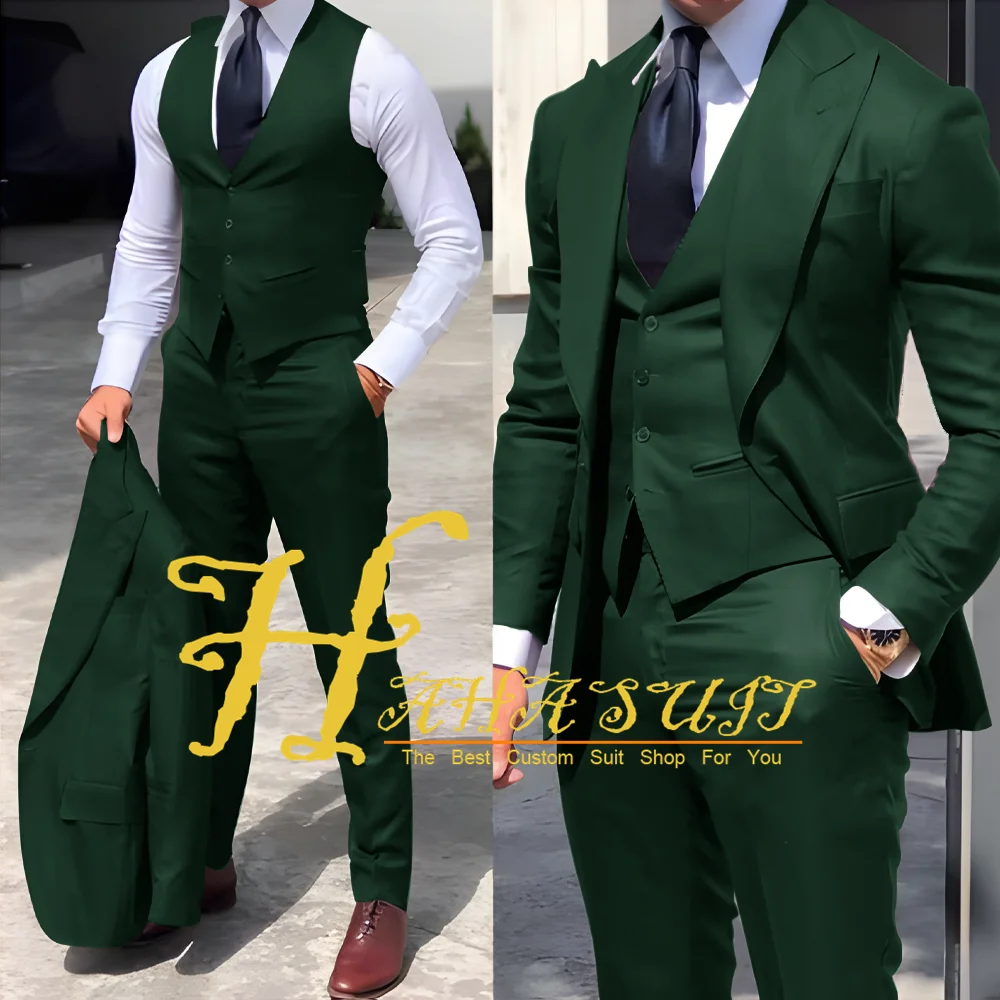 

Men's Suits Slim Fit 3-Piece Custom Groom Groomsmen Full Set Banquet Tuxedo