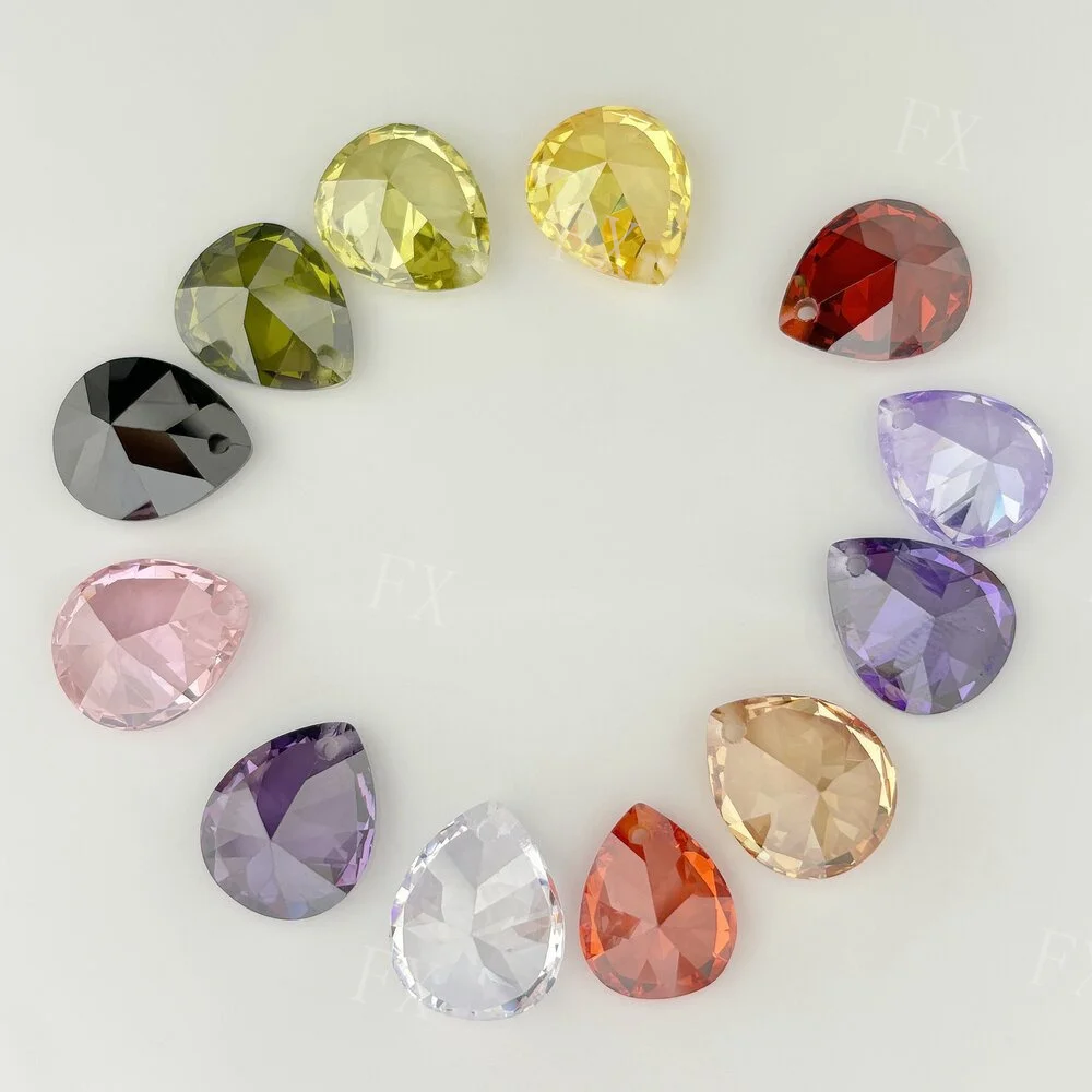 Multicolour Pear Single Hole Beads Cubic Zirconia Stones AAAAA Loose Cubic Zirconia Stone Jewelry Make