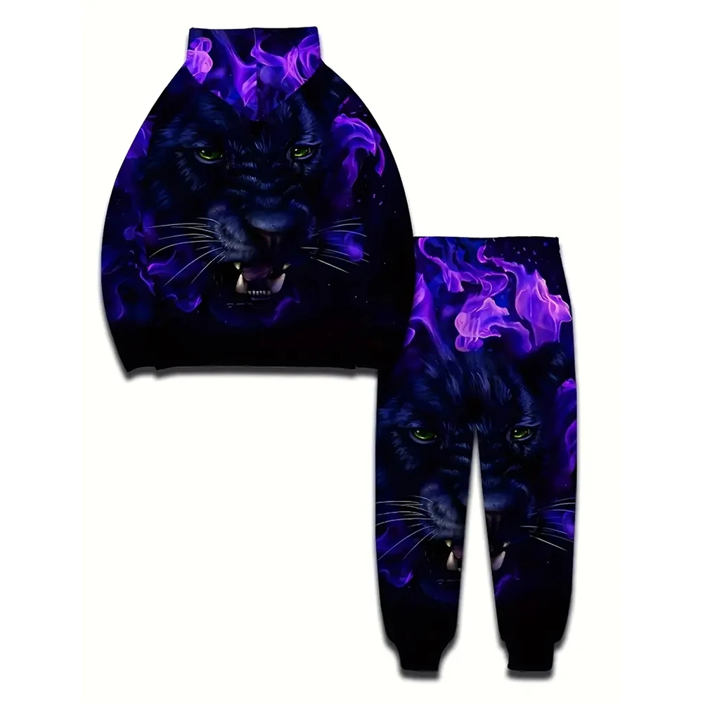 3D Printed Purple Tiger Men\'s Sportswear Retro Pullover Fashion Men\'s Autumn/winter Casual Sweatshirt Men\'s Suit Oversized