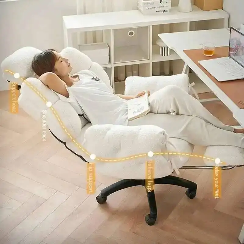مسند ظهر إسكندنافي قابل للتعديل لغرفة النوم كرسي مكتب مخملي كسول للرفع والكراسي الدوارة كراسي مكتب مريحة لغرفة الألعاب #5