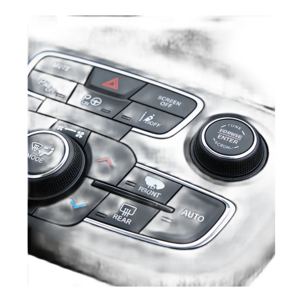 For Jeep Compass 2017-2021 Air Con Reverse Button Vinyl Overlay Sticker Black with White Lettering for Climate Panel