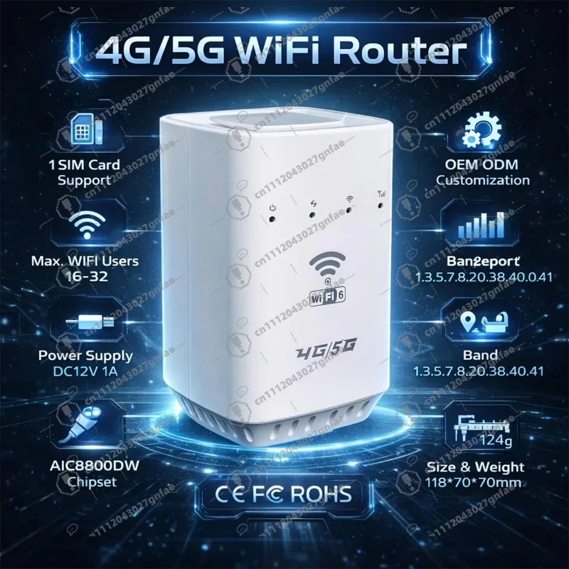 Router 4G router Wifi 6 router with SIM card hotspot Wifi for SIM card USB Type-C WAN/LAN supports 2.4GHz home use