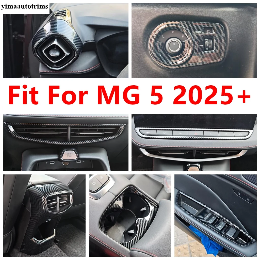 

Window Lift / Head Light / Central Control AC Air Conditioning Panel Cover Trim ABS Carbon Fiber Accessories For MG 5 2025 2026