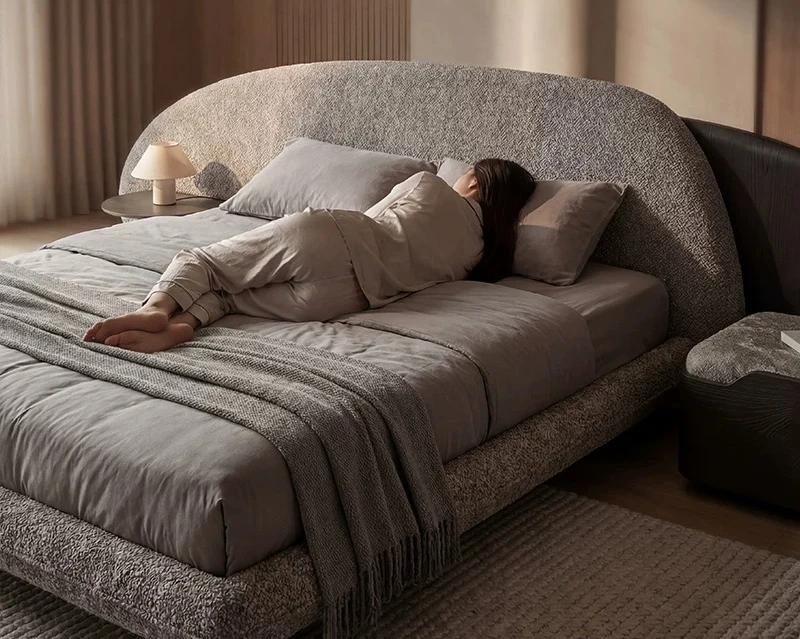 Italian fabric bed double bed master bedroom second bedroom modern simple soft bed