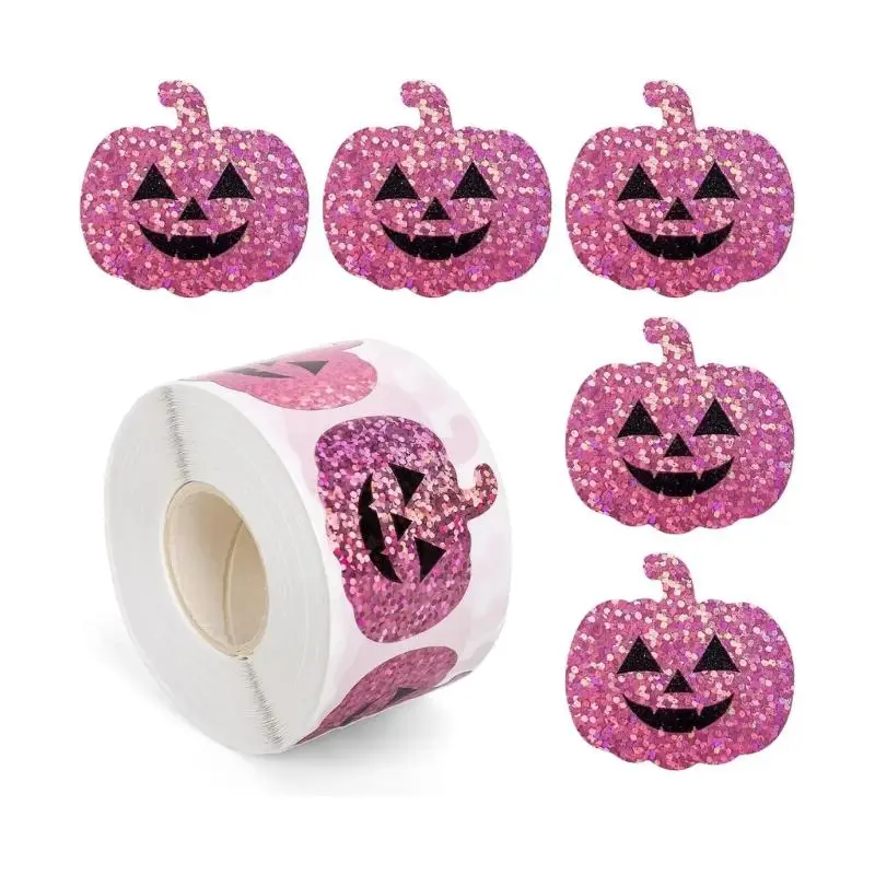 G6KF 500 قطعة من ملصقات الليزر الهالوين لتزيين موضوع اليقطين للاحتفال بالمهرجان