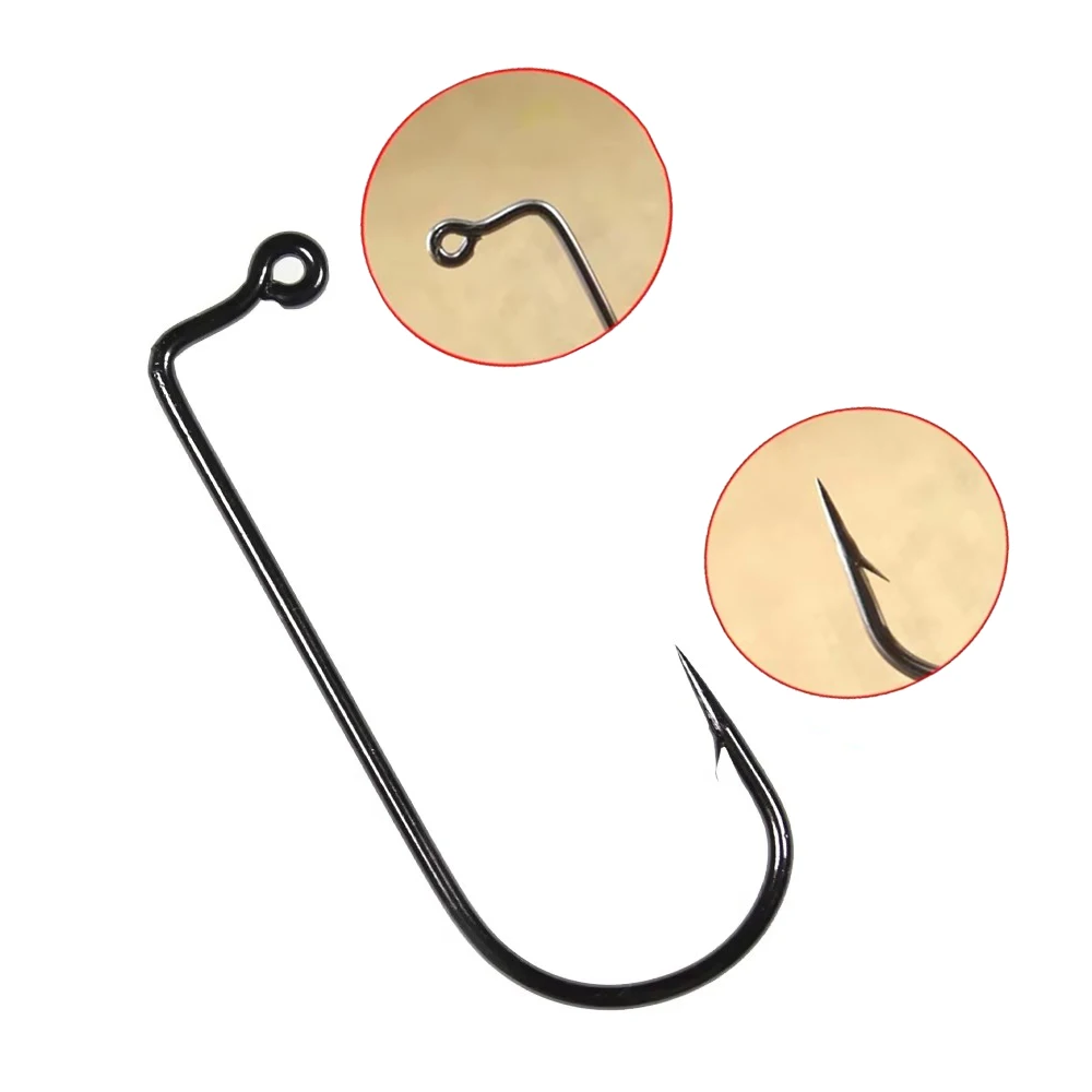20PCS 100pcs #8~#6/0 90° Degree Aberdeen Jig Hook High Carbon Steel Wide Gap Bent Saltwater Forged Long Shank Soft Worm Hooks
