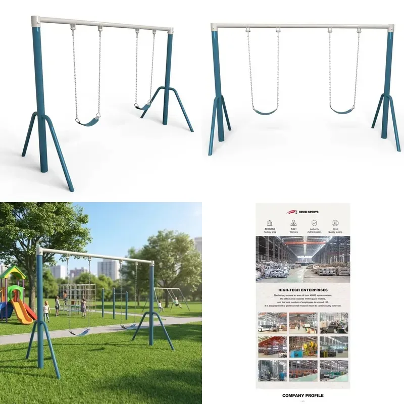 Heavy Duty Outdoor Commercial Swing Large Steel Frame Anti Rust Coating for Community Playground Park Fitness Equipment