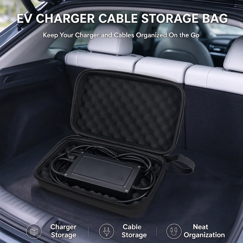 Carrying Case for Car Charger, Portable Storage Bag Hard Shell Protective Travel Organizer Pouch for USB Charger Adapter Cable