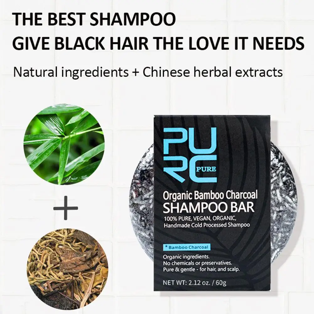 Bamboo Charcoal Clean Detox Shampoo sapone Bar Repair Treatment Dye grigio cuoio capelluto capelli bianco 60g trattamento colore capelli nutriente L8i7