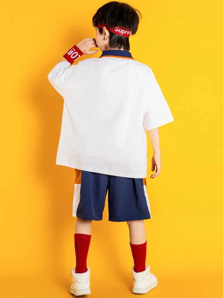 Roupas de meninas hip hop roupas de dança de rua meninos retalhos moletom casual calças de carga conjunto crianças jazz dança palco traje