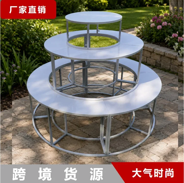 Wedding props S-shaped wrought iron dessert table high and low round combination wedding outdoor lawn ornament