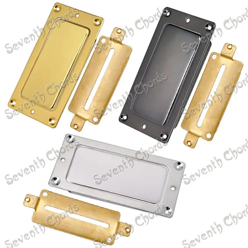 A Set of 72mm X 32mm Sealed Type Brass Pickup Humbucker Covers  Pickup Ring  Humbucker Baseplate for Electric Guitar  3 Colors