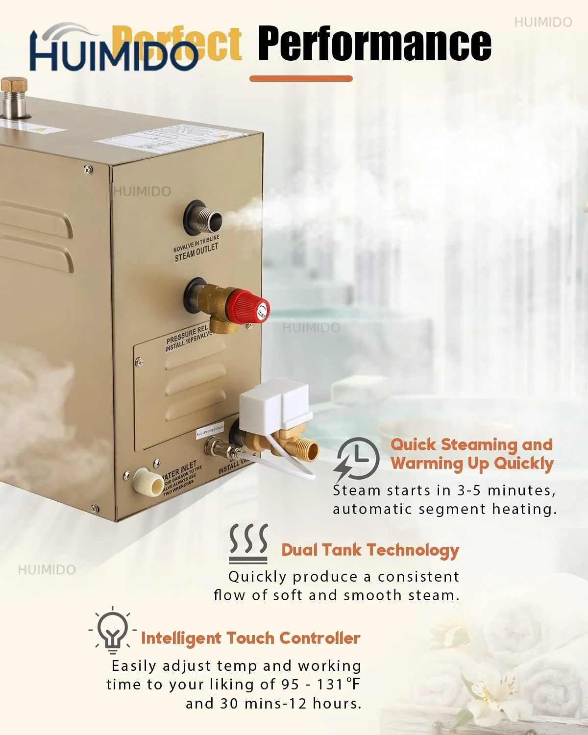 6KW Commercial Self-draining Steam Generator Shower System Household Steam Bath Spa Generator 30 minutes to 12 hours