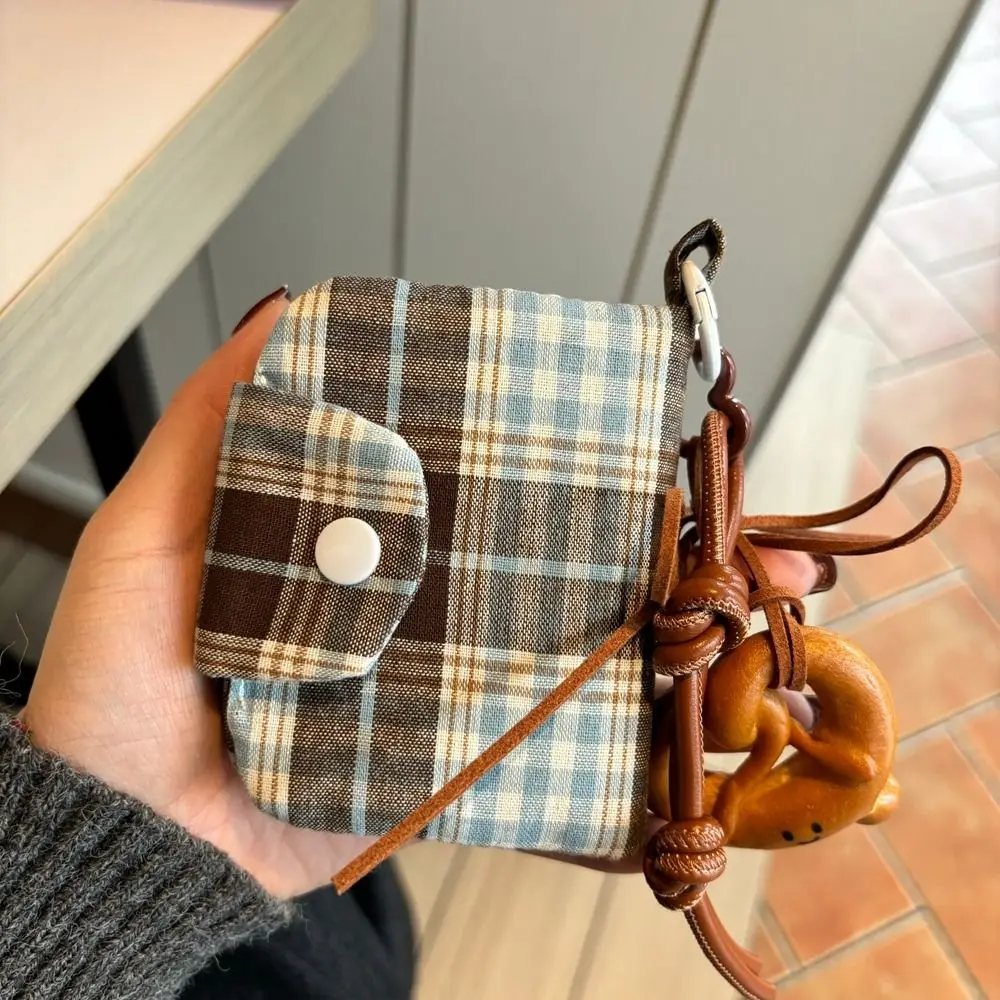 Canvas Retro Karierter Münzbeutel im koreanischen Stil, tragbare Mini-Geldbörse, multifunktionale Stoffumschlag-Geldbörse für den Außenbereich – Detail 2