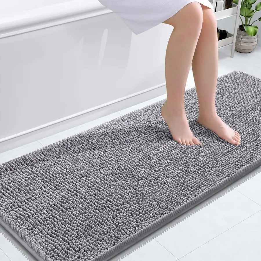 

Long Bathroom Runner Rug 59x24, Extra Soft Absorbent Chenille Bath Rugs, Rubber Backing Quick Dry, Machine Washable Bath Mats fo