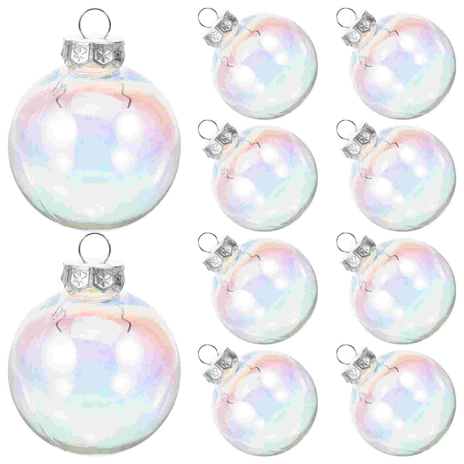 

10 Pcs Christmas Decoration Balls 8cm PET Transparent Hollow Colorful Hanging naments for Tree Party Celebrations