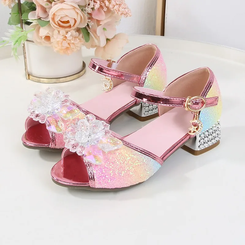 

New Children's High-Heeled Shoes Girls' Party Dress Sandals Student Dance Performance Shoes Children's Princess Heel Sandals