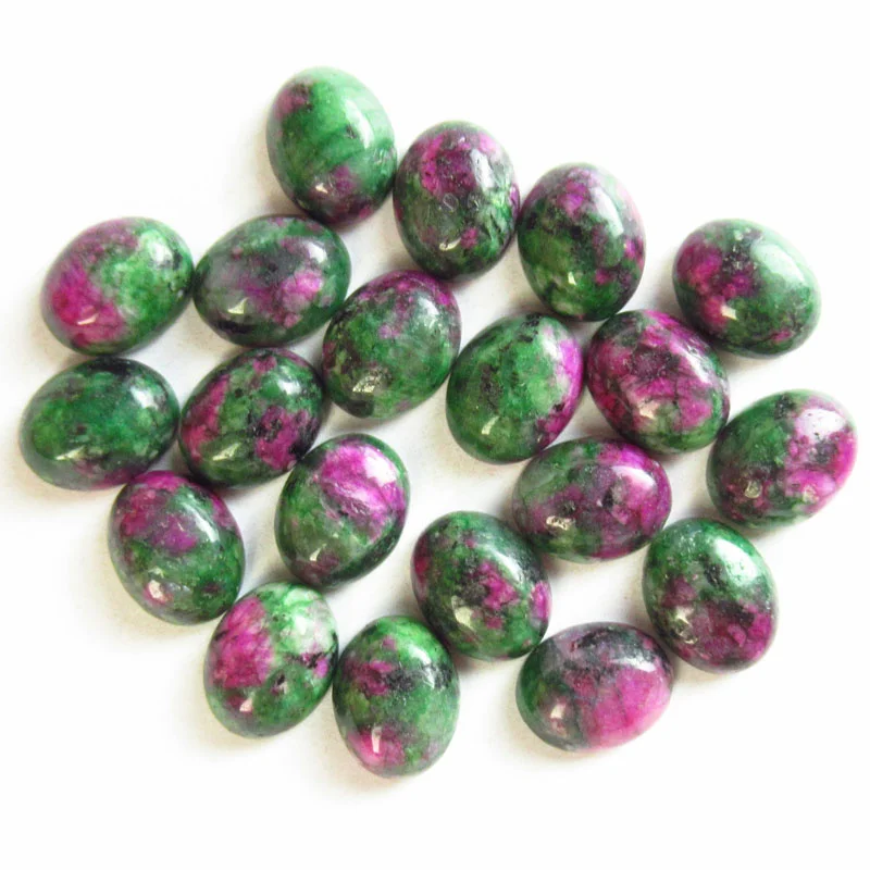 

20Pcs 10x8x4mm Ruby In Fuchsite Oval Cab Cabochon Fashion making Jewelry Necklace Charm Free Shipping Accessories TJ98533