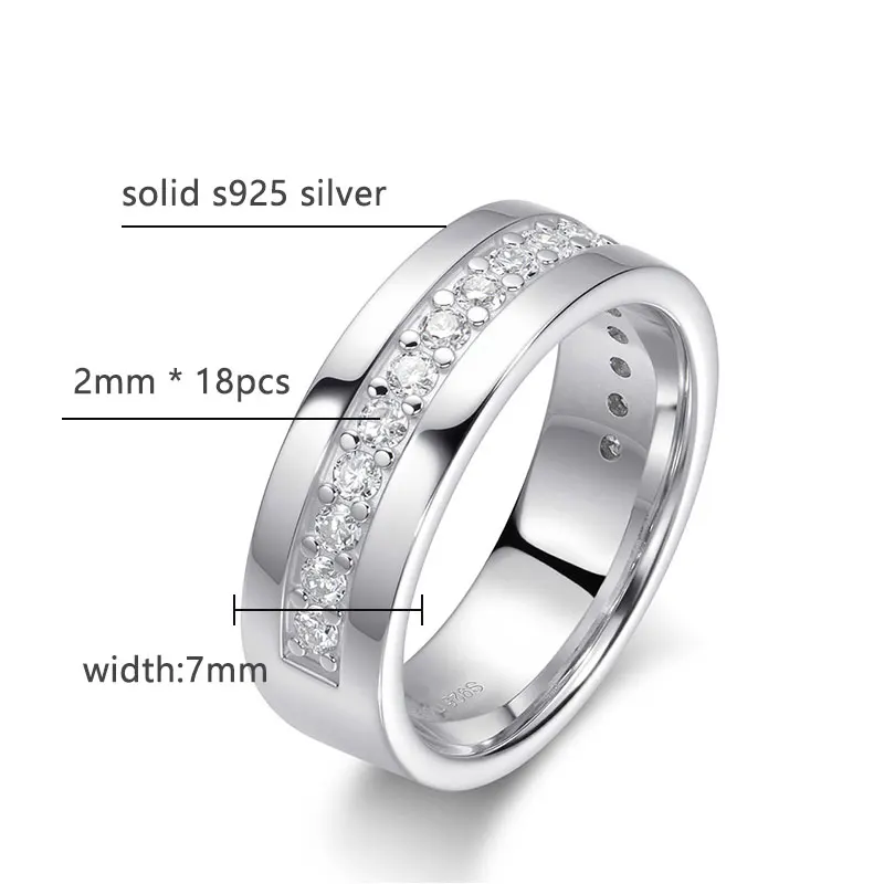 KNOBSPIN 2mm Round Moissanite Eternity Band Ring GRA Certified Lab Moissanite s925 Sterling Silver Wedding Rings for Women Man