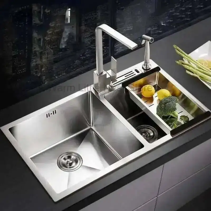 

Modern Sinks Thickened Stainless Steel Kitchen Furniture Household Sink 304 Hand Double Trough Sinks Under Kitchen Sink