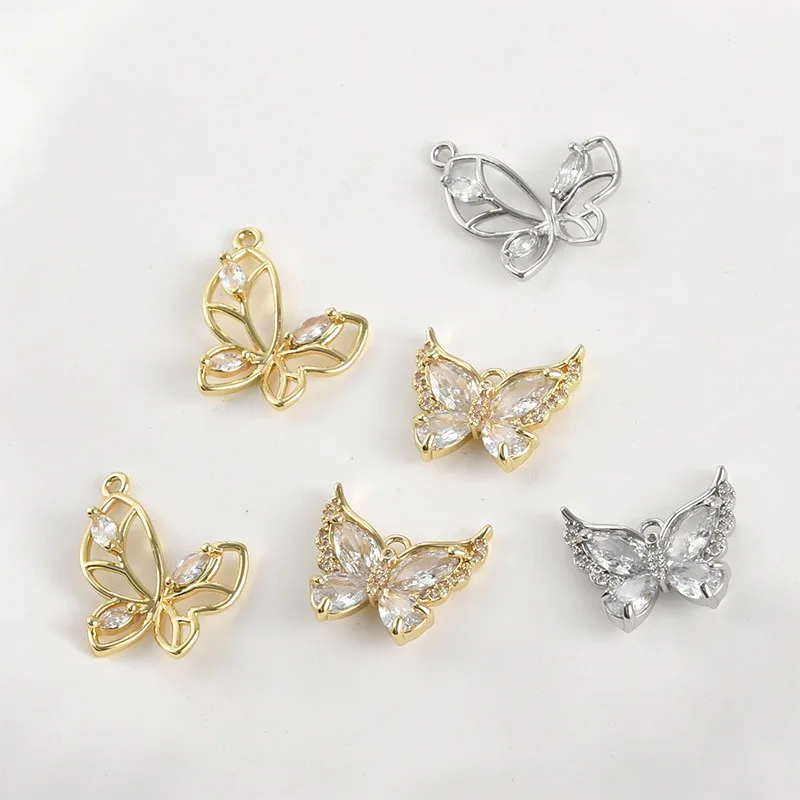 

Медный кулон-бабочка с циркониевым покрытием под 14-каратное золото, ажурный, в форме листа, для самостоятельного изготовления браслетов, ожерелий, серег и аксессуаров