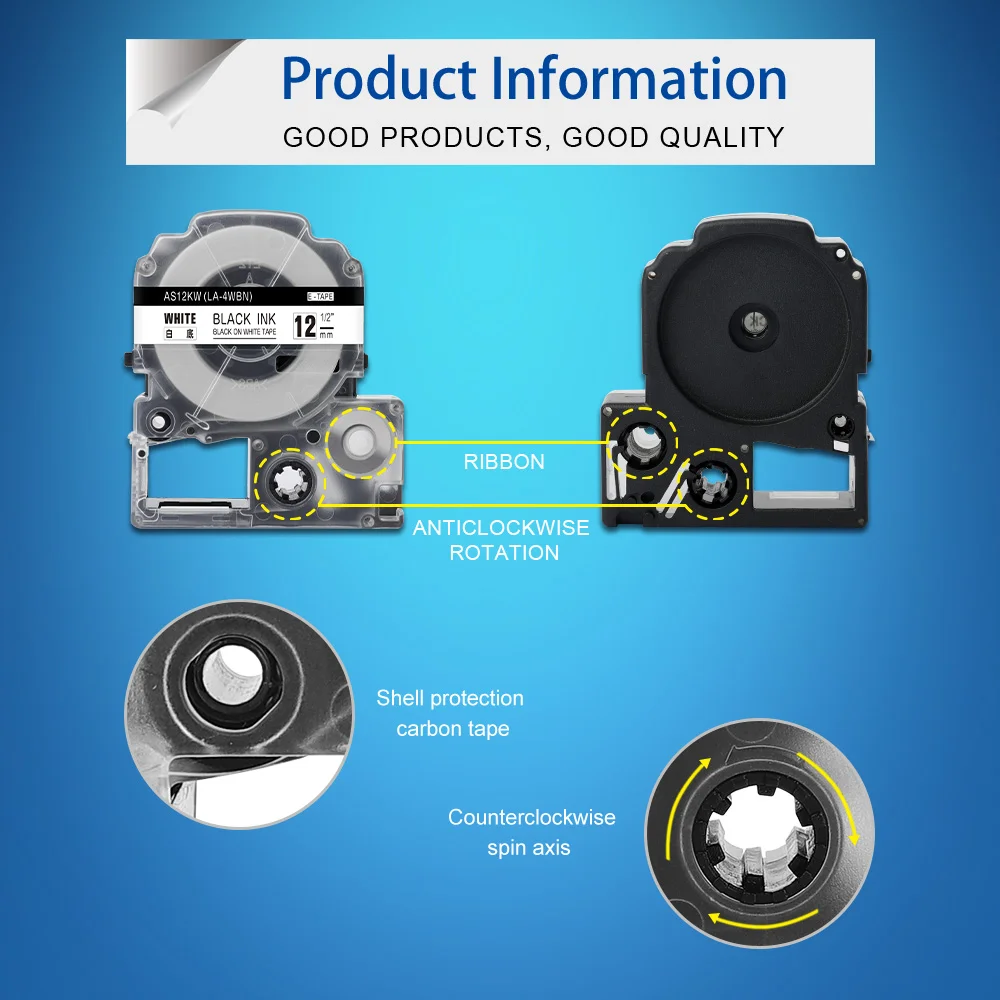 5-Pack Compatible SW12PH SW12YH SW12GH SW12BH SW12VH Label Tape Cartridges Work with LabelWorks LW-300 LW-400 LW-700 Label Maker