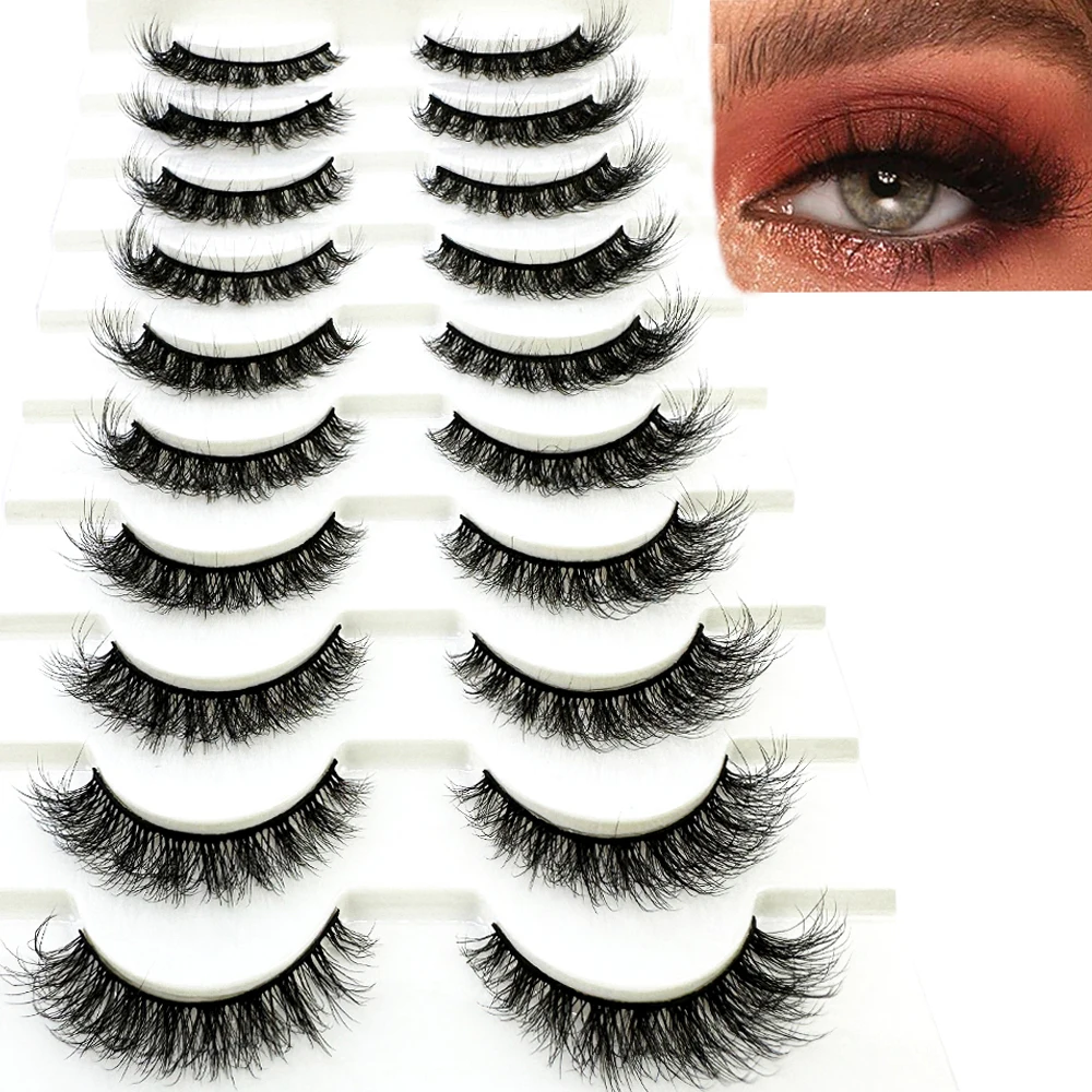 10 Paar Make-up-Wimpern, weiche, flauschige Wimpern, falsche Wimpern, dramatische 3D-Nerzwimpern, Wimpernverlängerung, Make-up, 3D-Cilios-Faux-Cils