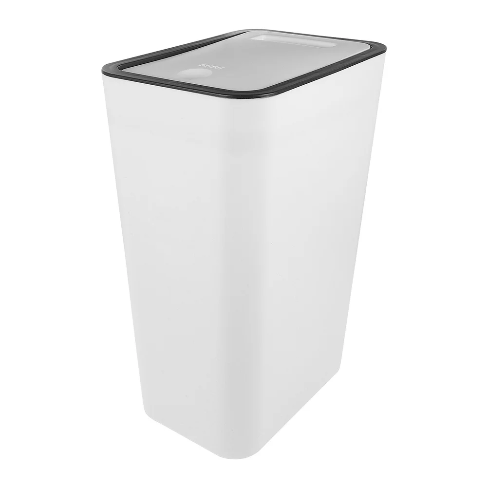 

Press Lid Trash Can Plastic Garbage Container with Lid Space Saving Home Kitchen Office Waste Bin Trash Can Home Rubbish Bin
