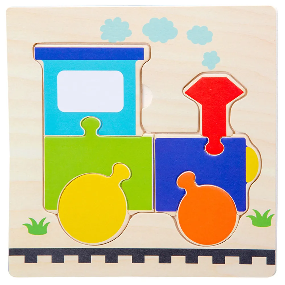 

5Pcs Cartoon Wooden Puzzle Board Set Children Educational 3D Animal Car Plane Rocket Locomotive Ship Aircraft Enhance