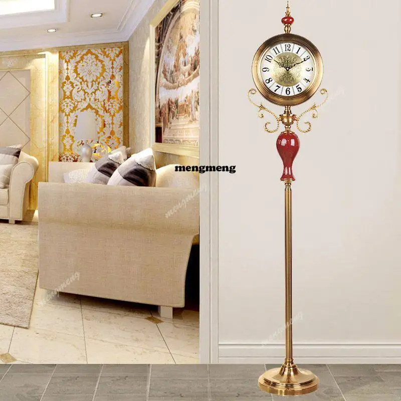 Modern Fashion Round Clock Living Room Floor Clock Villa Decorative Desk Clock Large