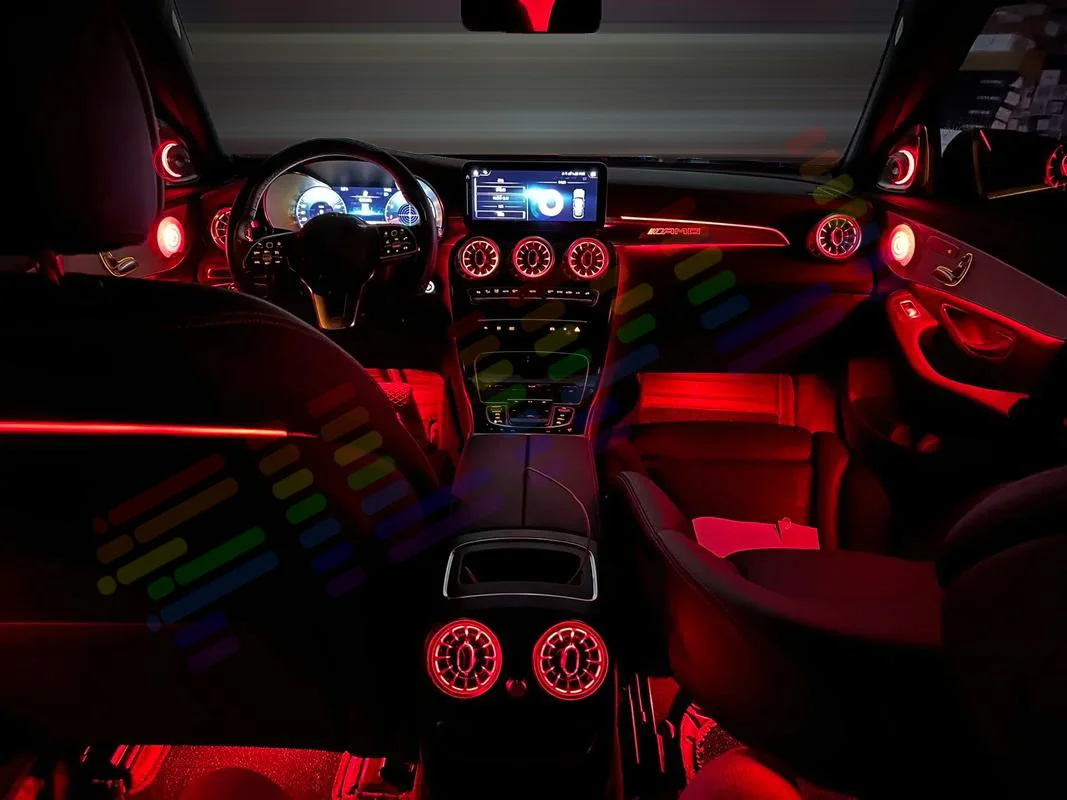 لمرسيدس w205/X253 3/64 ألوان تركيب خلفي للسيارة ضوء محيط داخلي ، منفذ هواء توربيني ، ضوء مسند الظهر ، غطاء مسند الطيار المشترك #6